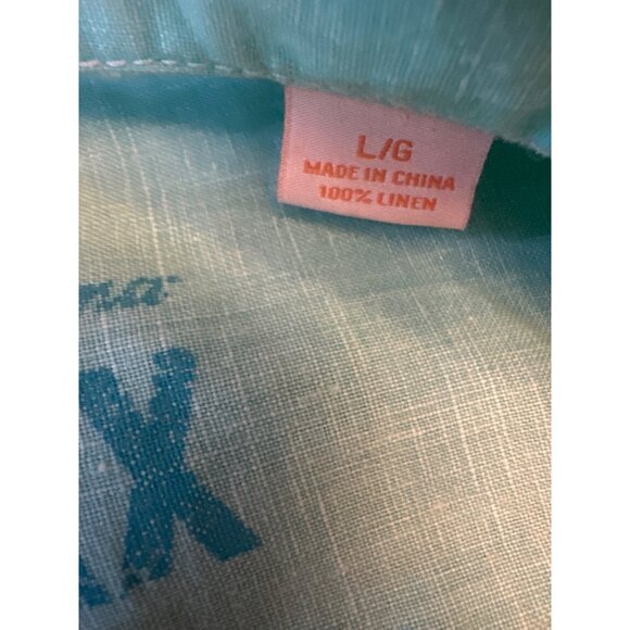Tommy Bahama Relax Light Aqua Long-Sleeve Linen Button-Up Shirt L Coastal Beach - Picture 3 of 6